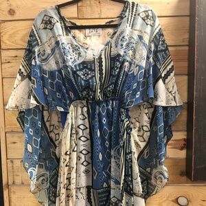 Women's Vava by Joy Han Sheer Blue Aztec Dress